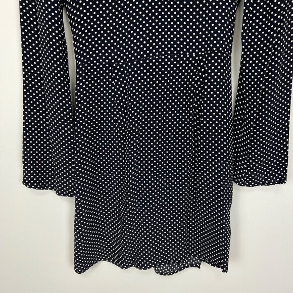 Topshop Womens Blue Polka Dot Long Sleeve Mini Dress Tortoise Ring size 2 - Picture 8 of 13